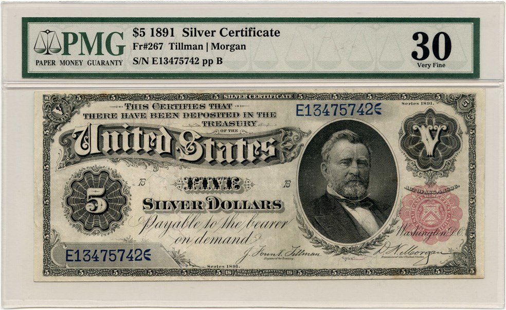 image for: FR. 267 1891 $5 Silver Certificate PMG Very Fine 30