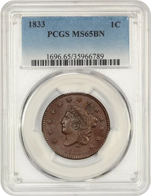 image for: 1833 1c PCGS MS65 BN