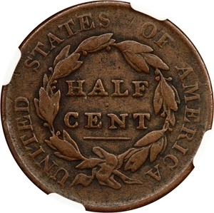 image for: 1829 1/2c NGC VG Details (Obverse Scratches, C-1)