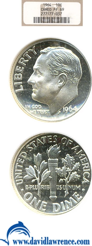 image for: 1964 10c NGC Proof 69 Cameo
