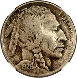 image for: 1926-D 5c NGC VF Details (Obverse Wheel Mark)