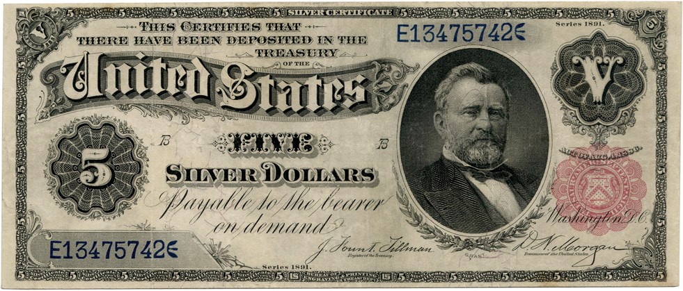 image for: FR. 267 1891 $5 Silver Certificate PMG Very Fine 30