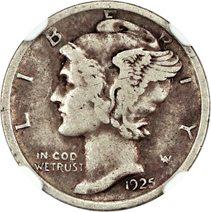 image for: 1925-D 10c NGC VF20