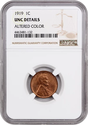 image for: 1919 1c NGC UNC Details (Altered Color)