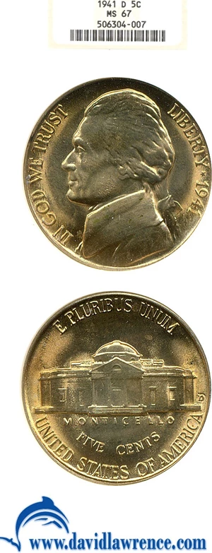 image for: 1941-D 5c NGC MS67