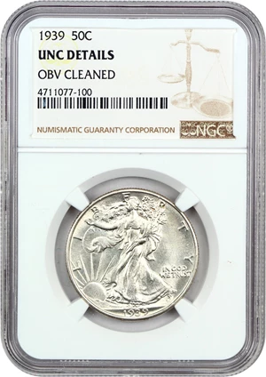 image for: 1939 50c NGC UNC Details (Obv Cleaned)