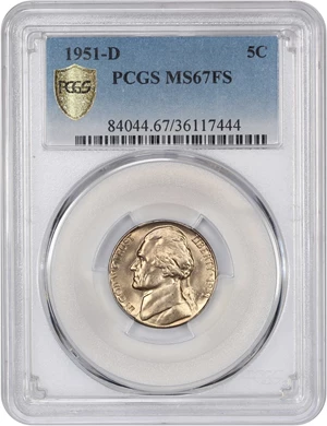 image for: 1951-D 5c PCGS MS67 FS