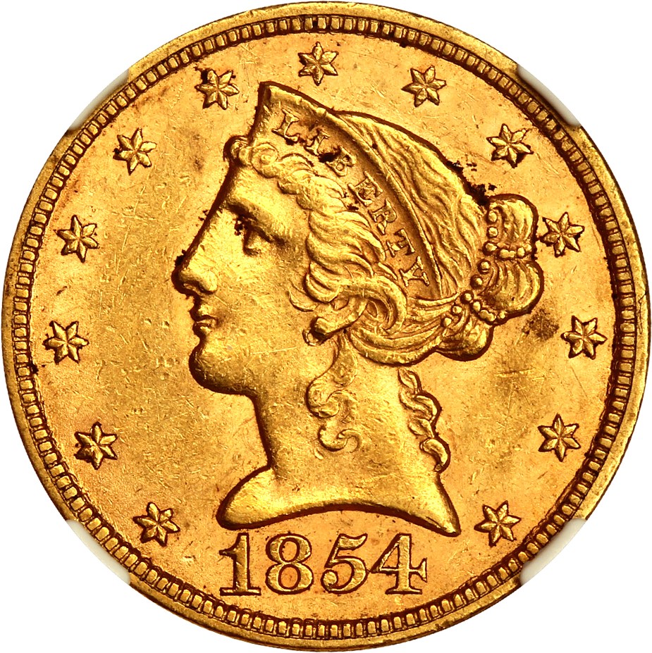image for: 1854 $5 NGC/CAC MS61