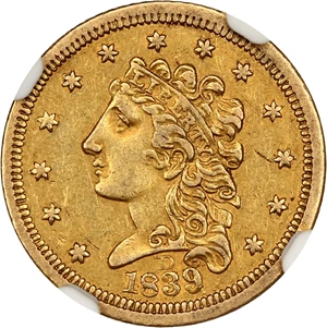 image for: 1839-D $2.5 NGC XF45