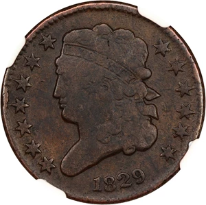image for: 1829 1/2c NGC VG Details (Cleaned, C-1)