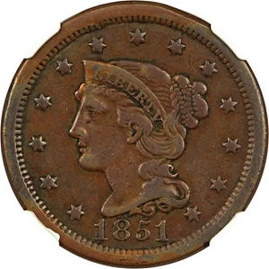 image for: 1851 1c NGC VF Details (Bent)