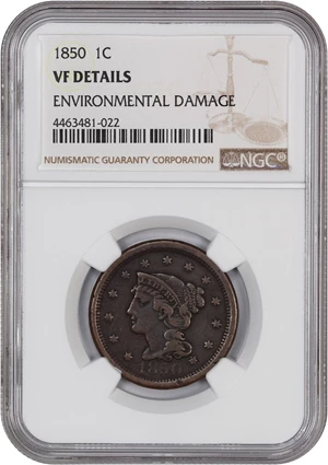 image for: 1850 1c NGC VF Details (Environmental Damage)