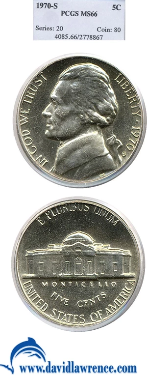 image for: 1970-S 5c PCGS MS66
