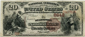 image for: FR. 504 1882 2nd Charter Period 1st Issue Brown Back $20 Searsport, Maine PMG Very Fine 30