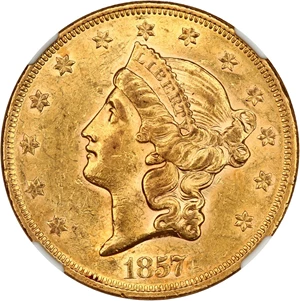 image for: 1857 $20 NGC AU58