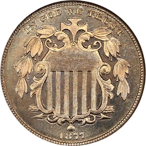 image for: 1877 5c NGC/CAC Proof 66