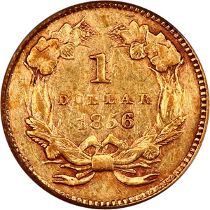 image for: 1856 G$1 PCGS Genuine (Slanted 5)
