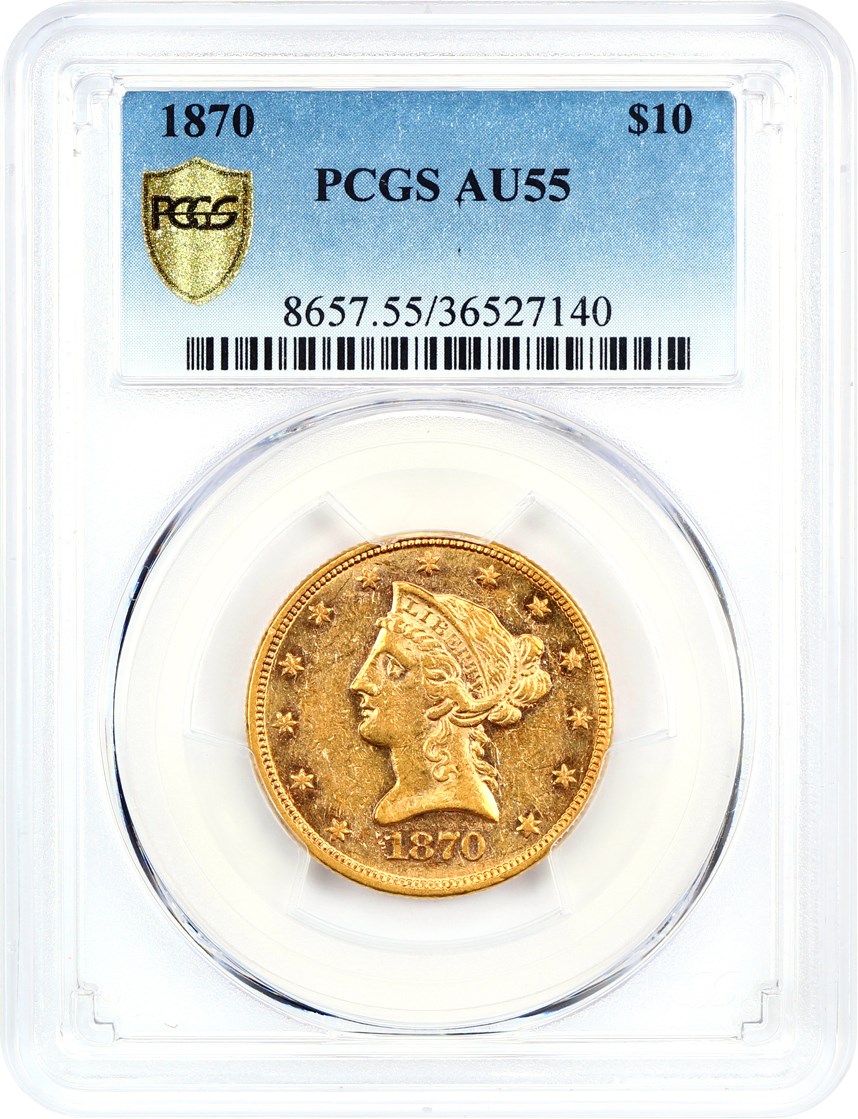 image for: 1870 $10 PCGS AU55