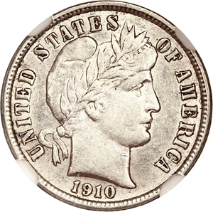 image for: 1910-S 10c NGC AU53