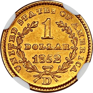 image for: 1852-D G$1 NGC MS61