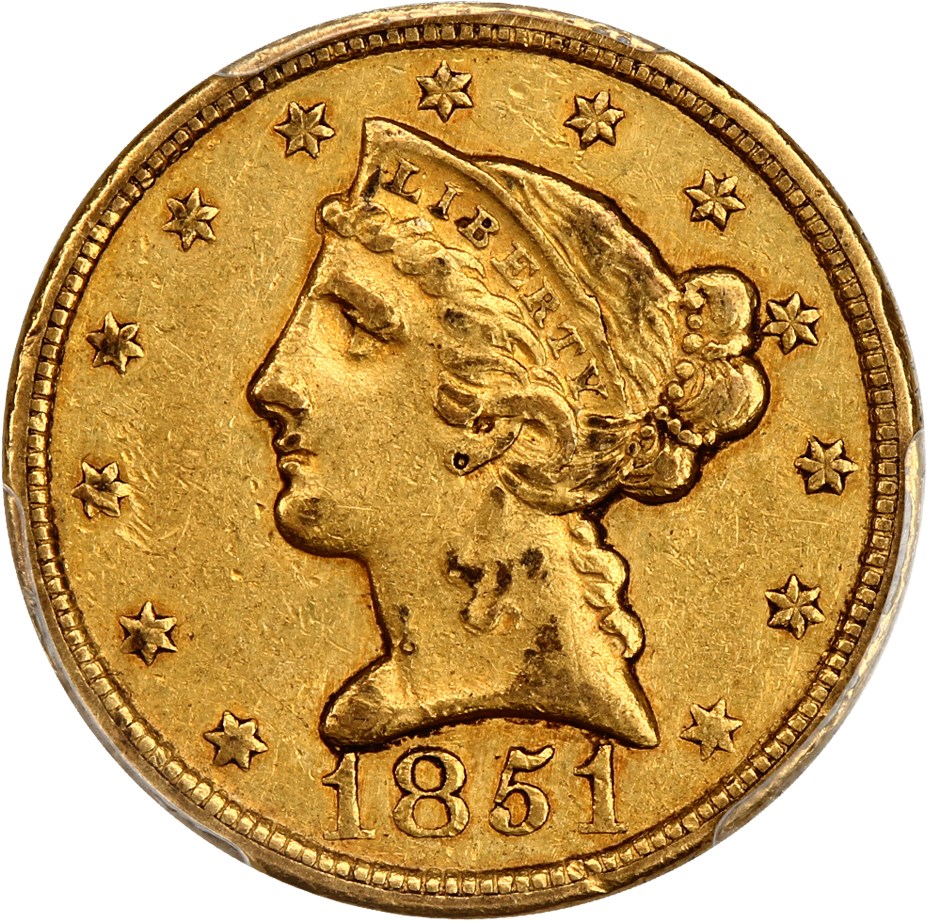 image for: 1851-C $5 PCGS AU50