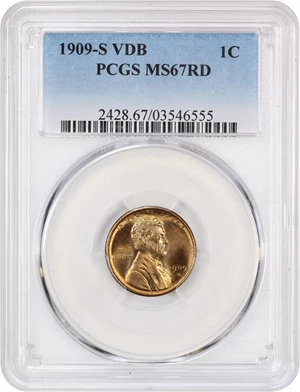 image for: 1909-S VDB 1c PCGS MS67 RD