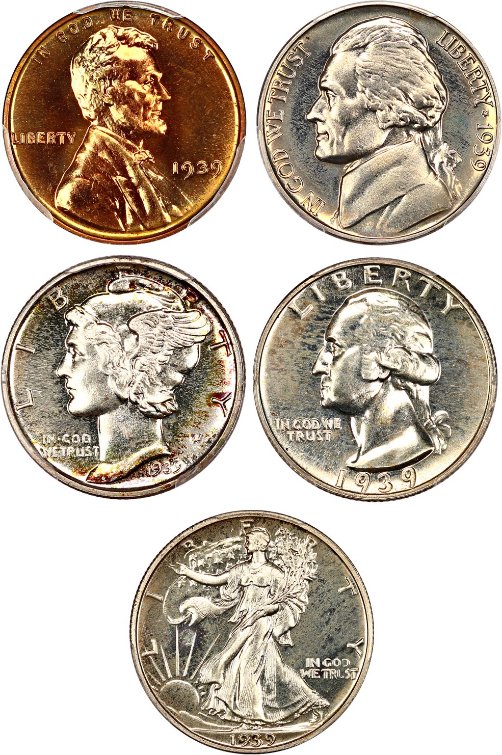 image for: 1939 Proof Set PCGS/CAC Proof 65-66 (5 Coins)
