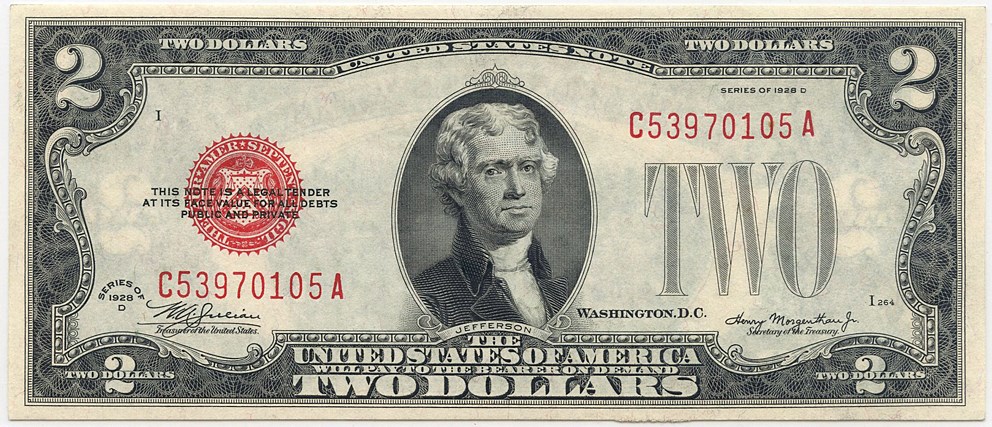 image for: FR. 1505 1928D $2 Legal Tender Note PCGS Gem New 66 PPQ