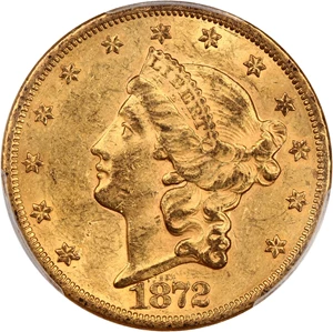 image for: 1872 $20 PCGS/CAC AU58