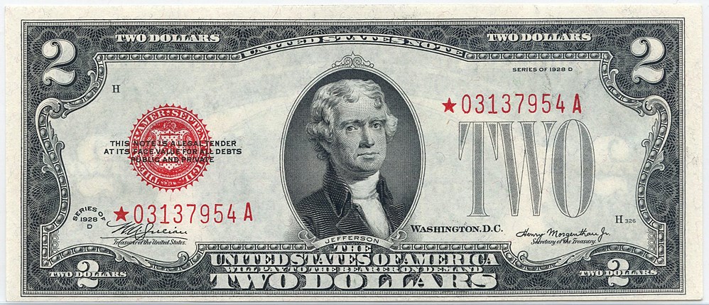 image for: FR. 1505 1928D $2 Star Note Legal Tender Note PCGS About New 55 PPQ