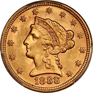 image for: 1888 $2.5 PCGS/CAC MS64+