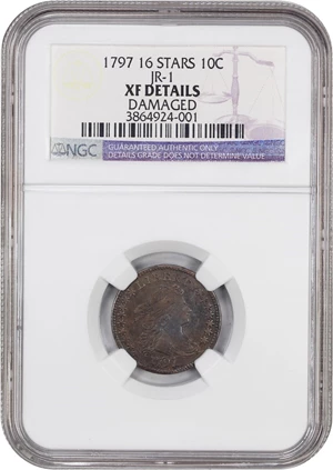 image for: 1797 10c NGC XF Details (16 Stars, JR-1, Damaged)