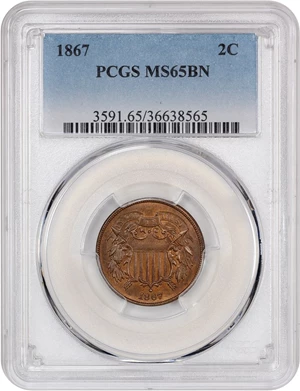 image for: 1867 2c PCGS MS65 BN
