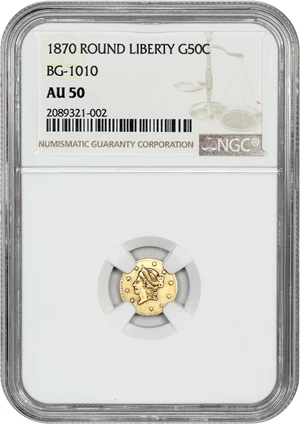 image for: 1870 Cal. Gold 50c NGC AU50 (BG-1010)