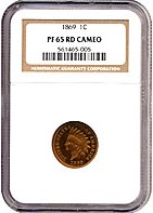 image for: 1869 1c  NGC Proof 65 RD Cameo