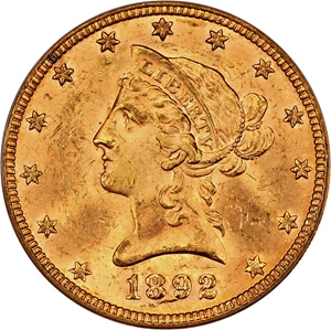 image for: 1892 $10 PCGS MS63