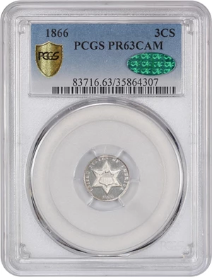 image for: 1866 3cS PCGS/CAC Proof 63 CAM