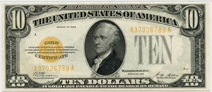 image for: FR. 2400 1928 $10 Gold Certificate PMG Gem Unc 65 EPQ