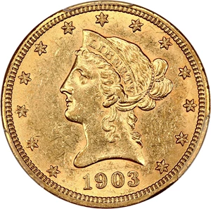 image for: 1903-O $10 PCGS AU Detail (Bent)