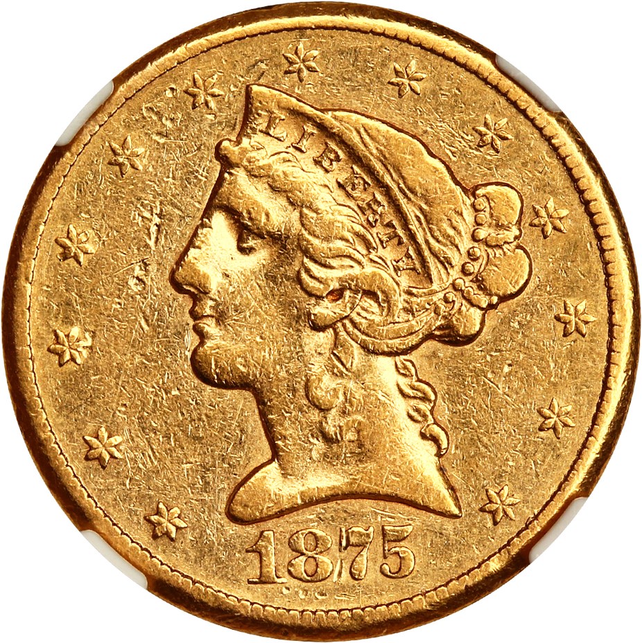 image for: 1875-CC $5 NGC XF40