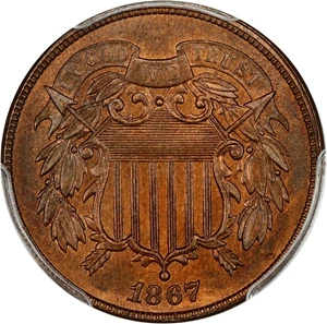 image for: 1867 2c PCGS MS65 BN