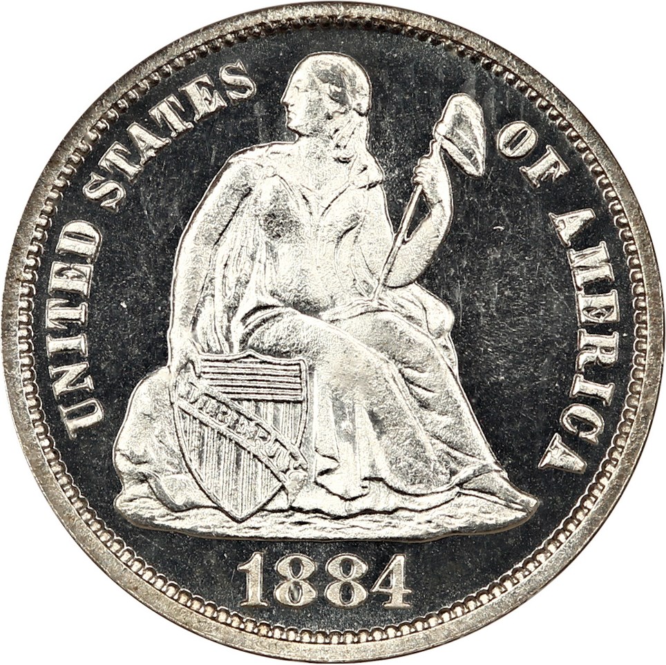 image for: 1884 10c NGC/CAC Proof 66 CAM