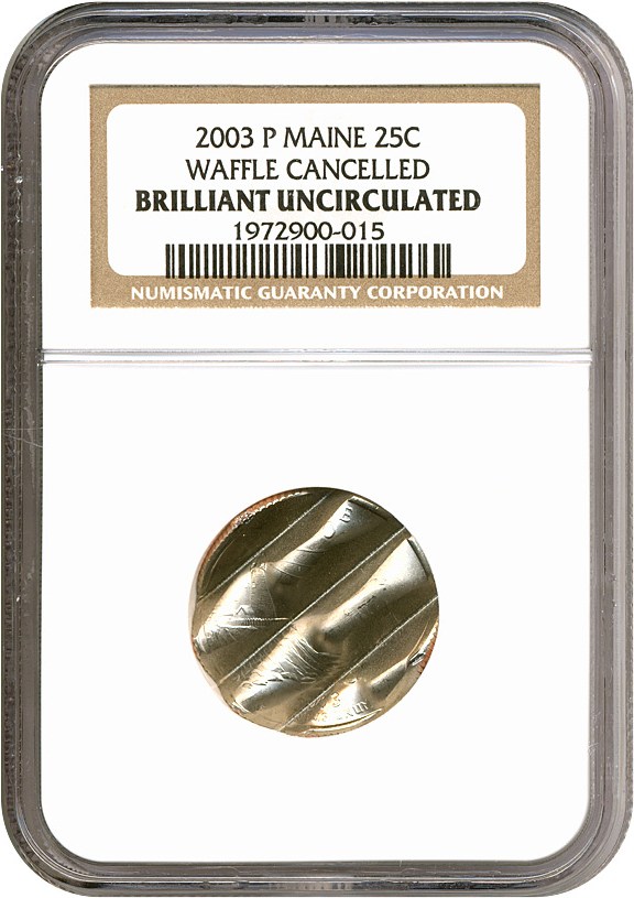 image for: 2003-P 25c Maine NGC - Waffle Cancelled 