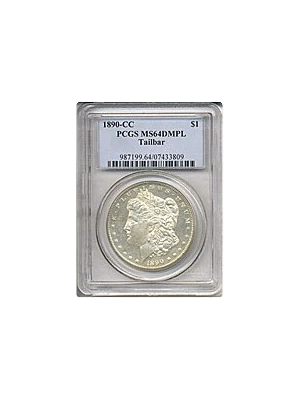 image for: 1890-CC $1 Tail Bar - VAM 4 PCGS MS64 DMPL