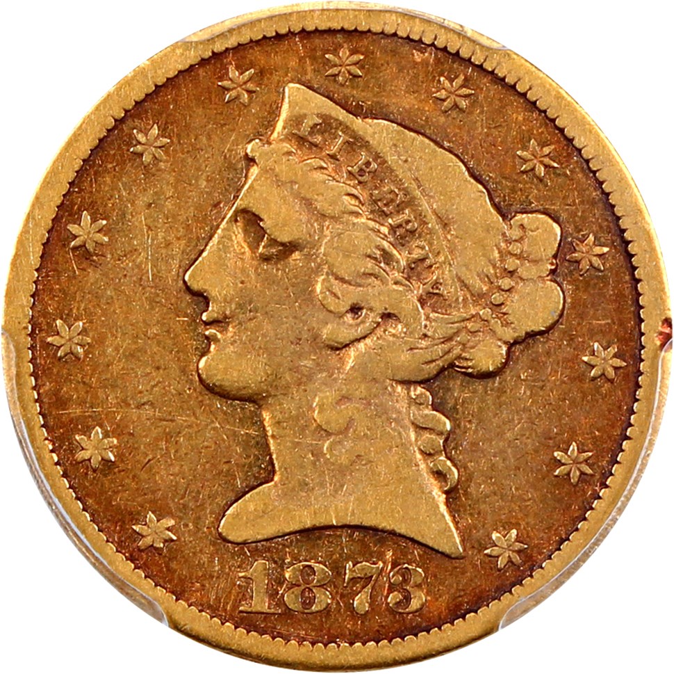 image for: 1873-CC $5 PCGS/CAC F15