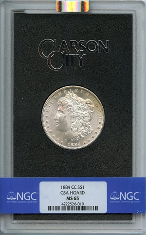 image for: 1884-CC $1 NGC/GSA MS65 GSA Hoard (With Box & COA)