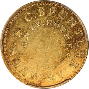 image for: C.Bechtler $5 PCGS AU55 (150 Grains, 20 Carat)