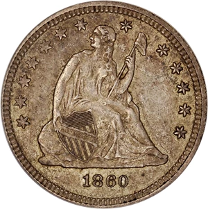 image for: 1860 25c PCGS/CAC AU55