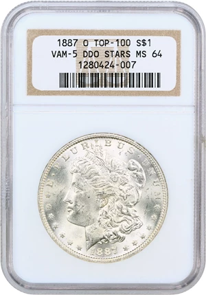 image for: 1887-O $1 NGC MS64 (VAM-5, DDO Stars)