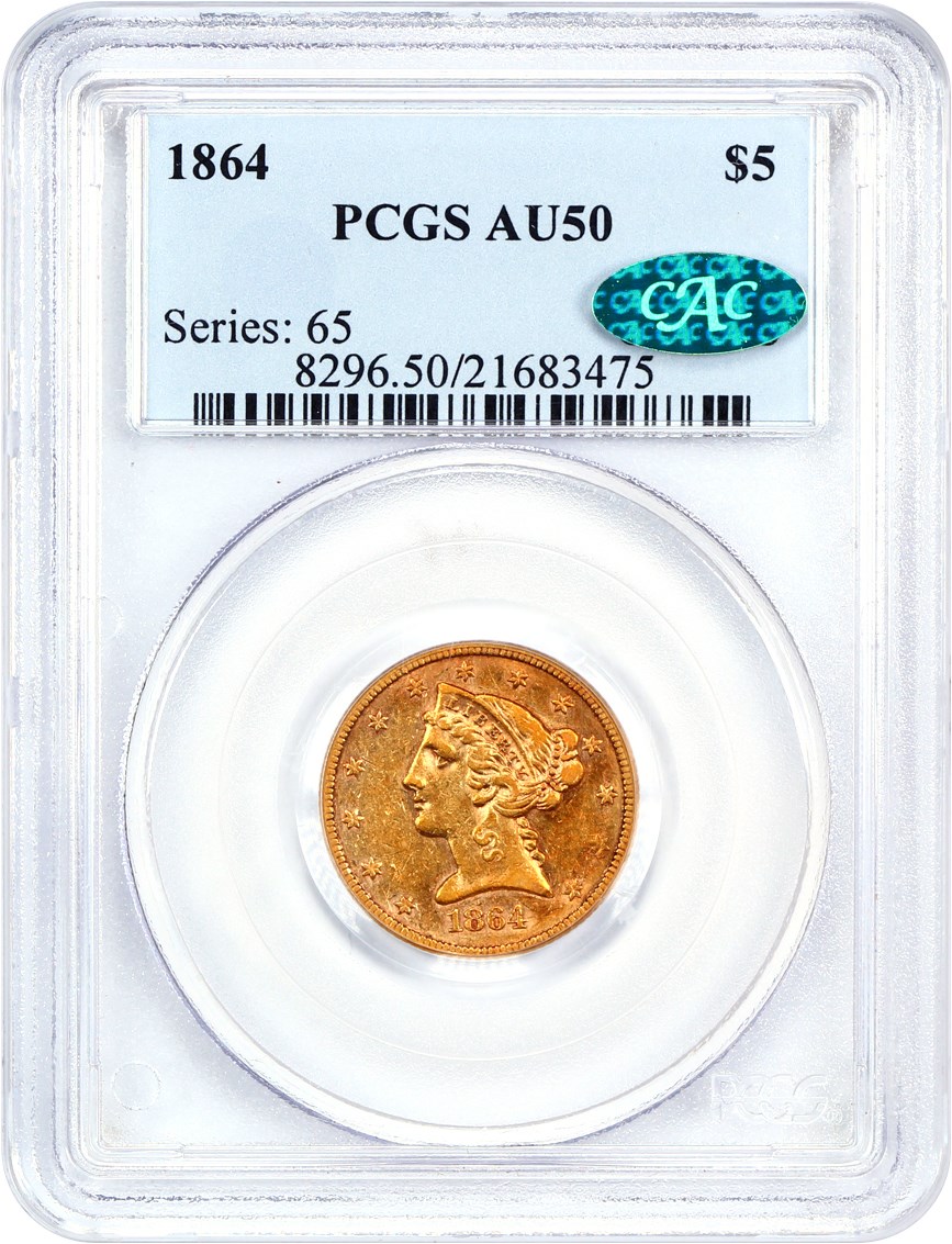 image for: 1864 $5 PCGS/CAC AU50